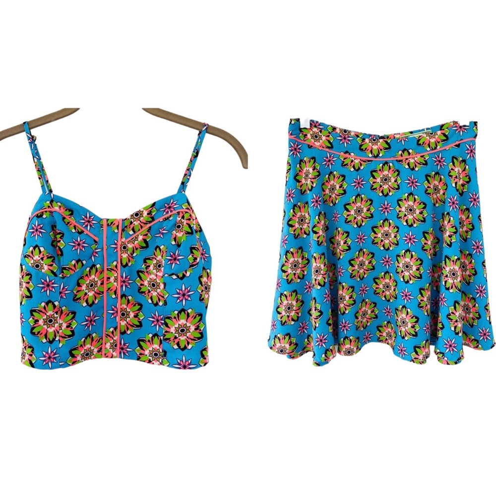 Flying Tomato Blue Bright Multicolor Floral Skirt M
